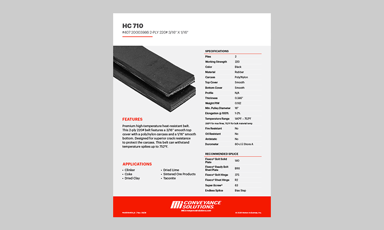 Motion Conveyance HC 710 Belt Spec Sheet