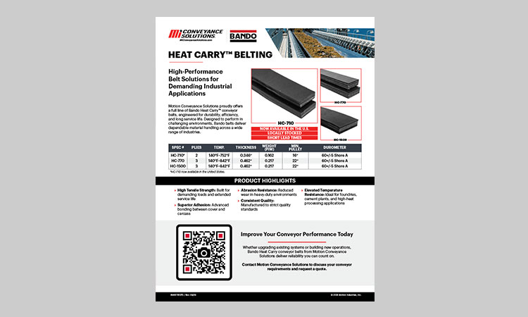 Motion/Bando: Bando Heat Carry Belting Sell Sheet